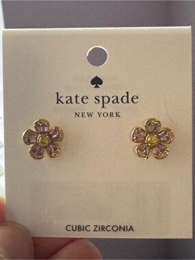 Kate Spade New York Gold Fleurette pink Stud Earrings